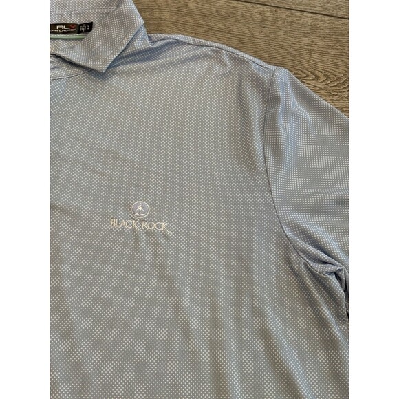RLX Ralph Lauren Golf Polo Mens Size Large Blue Polka Dots All Over Pattern - Picture 3 of 6